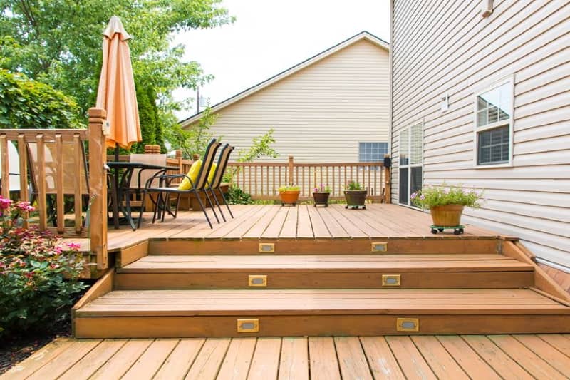 Treated lumber deck